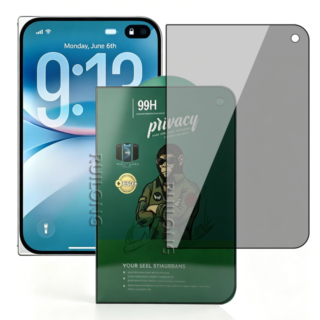 Anti Static 0.4MM Full Coverage ESD Privacy Tempered Glass Anti Spy Private Screen Protector for iPhone 18 Duo