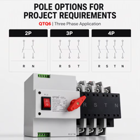 Interrupteur de transfert automatique double alimentation 110V 125A QTQ6 ATS, options 2P 3P 4P, pour alimentation réseau électrique