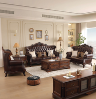Canapé modulaire Chesterfield capitonné en similicuir PU véritable, style américain vintage, avec rembourrage en éponge, pour villa minimaliste, marron foncé