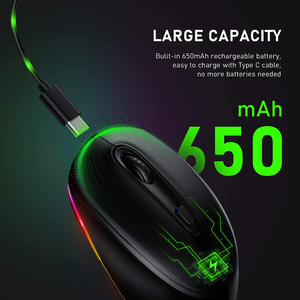 Customized <b>Wireless</b> Mouse Rechargeable RGB LED Quiet Click Cordless Small mouse for Laptop <b>PC</b> in Stock - Product Image 3