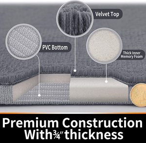 Tapis de sol de salle de bain antidérapant en mousse à mémoire de forme, absorbant l'eau, lavable en machine, motif uni, en PVC et polyester - Product Image 6