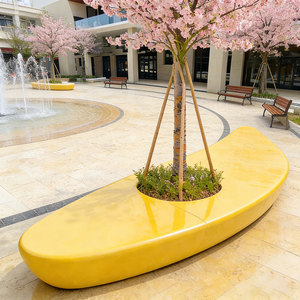 Circular Tree Surround Seat with GRC Material <b>for</b> Mall and School Outdoor Use-Durable & Eco-Friendly Commercial Waiting <b>Chair</b> - Product Image 1