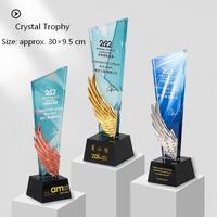 Trofeo de Cristal Ecológico Personalizado con Logotipo Grabado con Láser y Caja de Regalo Roja para Premios Empresariales y Eventos Deportivos