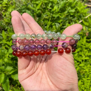 สร้อยข้อมือลูกปัดคริสตัลสำหรับผู้หญิงสร้อยข้อมือลูกปัดหินควอตซ์แท้รักษาโชคดี4/6/8/10มม. มีค่า - Product Image 3