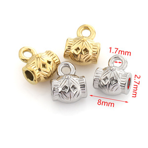 Vacuum Plated 18k Gold Stainless Steel Vintage Patterned Beads Three Way <b>Spacer</b> For Bracelet Making Mixed Shapes H1526 - Product Image 4