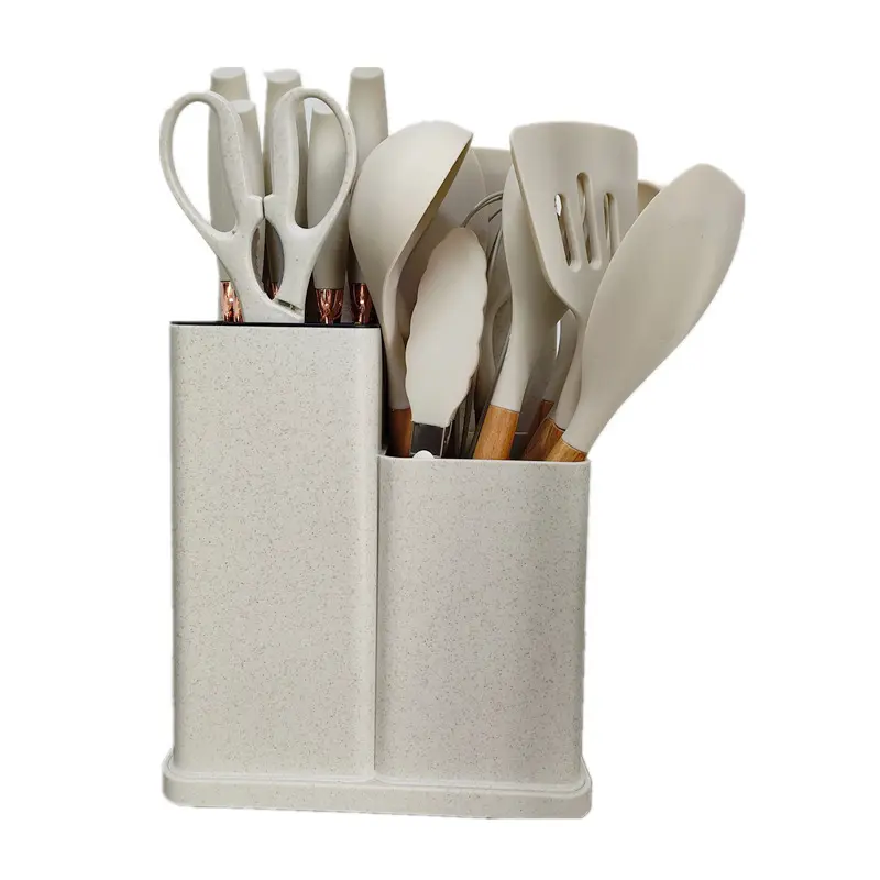 OEM ODM Logo kustom antilengket 12 buah Set peralatan dapur silikon dukungan peralatan dapur untuk sendok dan peralatan