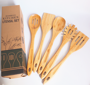 Utensilios de cocina de madera de bambú, juego de utensilios de cocina de madera, espátula antiadherente, cuchara - Product Image 2