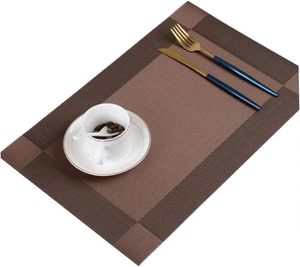 4 or 6 Pcs Per Pack Dinning <b>Table</b> Tableware <b>Place</b> <b>Mats</b> Oil-proof Heat Resistant Wipeable Waterproof Vinyl Woven PVC Placemat - Product Image 2
