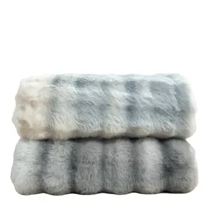 Wholesale Small Bubble Mix Color Dyeing Faux Rabbit Fur And Mink Double Layer Blanket