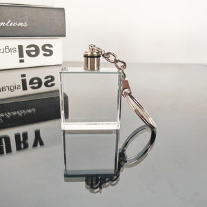 Wholesale 35*35*15MM K9 Crystal Keychains LED Light <b>Customized</b> Laser Engraving Crystal <b>Key</b> Ring for Xtool F2 UV - Product Image 1