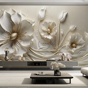 Papel Tapiz Texturizado 8D con Diseño de Flores en Relieve, Estilo Lujoso y Moderno para Decoración del Hogar - Product Image 2