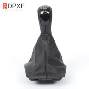 Pommeau de levier de vitesse en cuir à 5 vitesses de sortie d'usine pommeau de levier de vitesse <span class=keywords><strong>manuel</strong></span> avec couvercle de botte en cuir pour <span class=keywords><strong>Skoda</strong></span> <span class=keywords><strong>Fabia</strong></span> II 0008 - Product Image 4