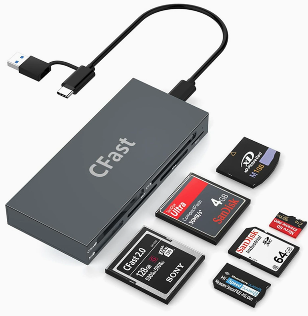 6-in-1 Multifunctional USB CFast+CF+XD+MS+SD+TF Card Reader for Cameras Mobile Phones & Tablets