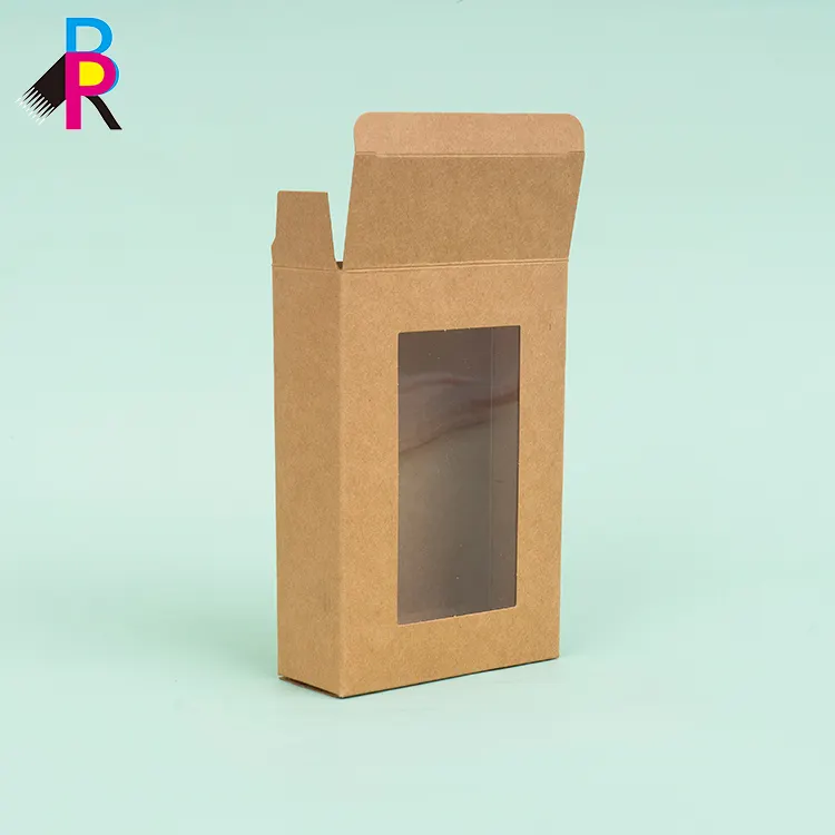 Recyclebare Bruine Ambachtelijke Papier Cosmetische Geschenkdoos Kraftpapier Venster Doos Voor Kleine Bedrijven