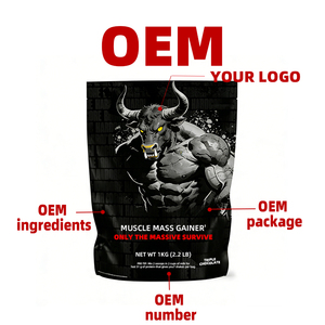 Gainer de masse triple chocolat OEM/ODM, 31g de protéines par portion, à mélanger avec <span class=keywords><strong>du</strong></span> lait, favorise la croissance et la récupération musculaire, sac de 1kg, personnalisable - Product Image 2