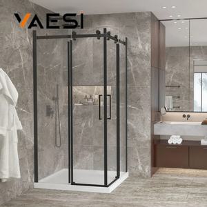 <span class=keywords><strong>Porte</strong></span> <span class=keywords><strong>de</strong></span> <span class=keywords><strong>douche</strong></span> coulissante encadrée <span class=keywords><strong>en</strong></span> aluminium avec <span class=keywords><strong>verre</strong></span> trempé noir mat à <span class=keywords><strong>bas</strong></span> prix <span class=keywords><strong>de</strong></span> l'usine Vaesi - Product Image 3