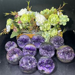 Bán Buôn Tự Nhiên Mở Nụ Cười Pha Lê Sphere Thạch Anh Tím Cụm Bóng Cho Chữa Bệnh Trang Trí Nội Thất Bộ Sưu Tập - Product Image 1