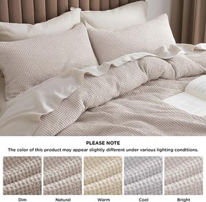 100% Cotton <strong>Waffle</strong> Weave Linen Color <strong>Duvet</strong> <strong>Cover</strong>, Soft and Breathable <strong>Duvet</strong> <strong>Cover</strong> Set for All Season - Product Image 6