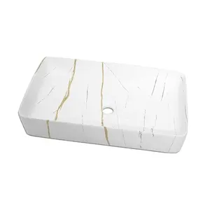 Creatività del nuovo prodotto di buona qualità in porcellana wc tavolo lavabo vessel marmo ceramica lavello rettangolare arte lavello