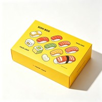 Boîte d'emballage en papier pour sushis avec logo personnalisé, boîte à emporter de qualité alimentaire pour gâteaux de sushis avec logo de marque, boîte en papier facile à assembler