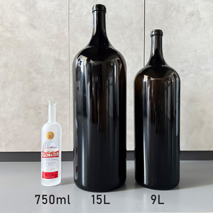 Botellas de Vino de Vidrio de Lujo Changyou, Personalizadas, de Gran Capacidad, Transparentes, Marrones, de 9L/15L, Selladas con Corcho, Estampadas en Caliente - Product Image 4