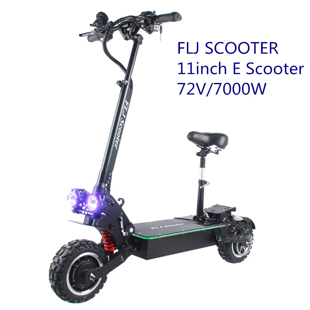 FLJ 11 pollici scooter elettrico con 72V 7000W doppio motore di scooter per adulti 60-120kms gamma e scooter