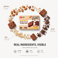 Boîte de barres protéinées en gros, barres protéinées au cacao, collation pour le petit-déjeuner, alimentation saine, fournisseur OEM, étiquette privée, directement de l'usine