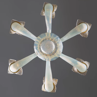 Lustre Art Déco en Verre de Murano à 6 Lumières avec LED Blanc Chaud 3500K 150cm