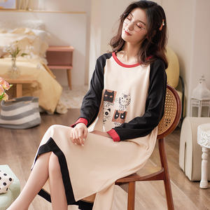 Vestido <span class=keywords><strong>de</strong></span> <span class=keywords><strong>noche</strong></span> <span class=keywords><strong>de</strong></span> manga larga 100% algodón para niña, ropa para dormir <span class=keywords><strong>de</strong></span> grosor medio - Product Image 2