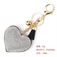 Coeur porte-clés cristal porte-clés sac à main pendentif gland chaîne dorée sac porte-clés coeur porte-clés cuir gland porte-clés
