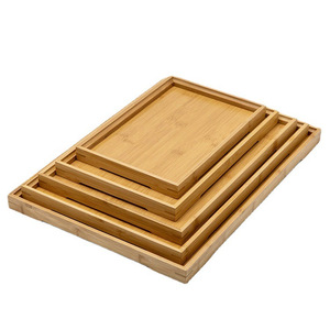 Plateau de service rectangulaire en bambou pour thé, café, collations, cuisine, maison 22x14cm 28x19cm 33x22cm 37x26cm 41x29cm 44x32cm - Product Image 5