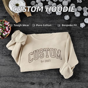 Custom Oversized Crew Neck Sweatshirt 100% Cotton Knitted Front Letter Print Unisex Autumn Casual Pullover - Product Image 2