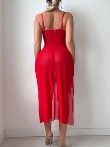 Fabrik Pr Großhandel Langes Kleid Luxus Spitze Nachtwäsche Sexy Dessous Frauen Nacht kleid - Product Image 3