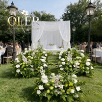 Chemin de table en fleurs artificielles vertes modernes, fait main, de haute qualité, pour centre de table de mariage, décoration de scène d'événement