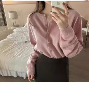 Cárdigan de punto verde claro para mujer, talla única, estilo fresco y dulce, suéter fino, abrigo para primavera y otoño - Product Image 2