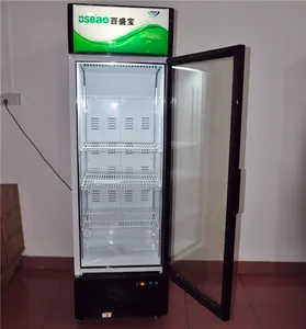 Supermarket deep freezer upright vertical glass door used in gelato display refrigerator