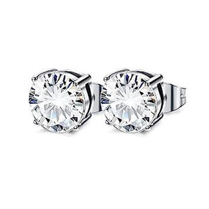 Boucles d'oreilles clous tendance en acier inoxydable avec zircone cubique <span class=keywords><strong>de</strong></span> 6 mm, serties <span class=keywords><strong>de</strong></span> clos rondes, pour hommes, femmes, unisexe, bijoux pour anniversaire et fête - Product Image 2