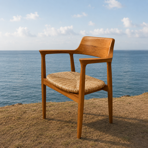 Sillón Moderno y Duradero de Madera de Teca Ecológica con Asiento Tejido para Apartamento, Comedor, Sala de Estar, Uso en Exteriores y Hoteles - Indonesia - Product Image 3