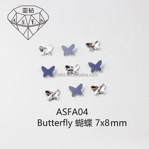 ASFA04 Strass thermocollants en forme de papillon 7*8MM ss6 et SS10 pour machine à thermocoller, cristal AB - Product Image 2
