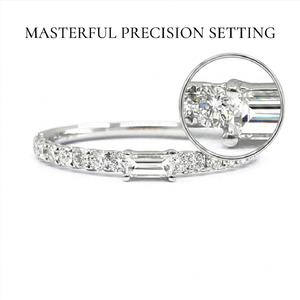 Bague en or blanc 18 carats AU750 avec diamant taille émeraude, alliance en diamant naturel, bijoux fins, prix direct usine - Product Image 2