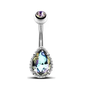 14G Surgical Steer Belly Button Rings Tear Drop CZ Gem Navel Rings Belly Jewelry body jewelry