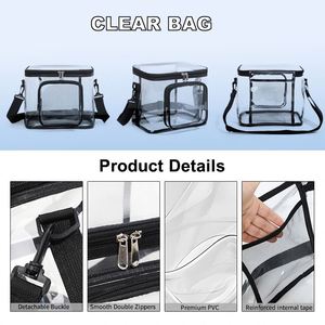 Organisateur de toilette grande capacité, sac à déjeuner durable, sac de pique-nique transparent en PVC pour l'extérieur avec logo personnalisé - Product Image 4