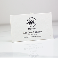Carte de visite personnalisée haut de gamme en papier coton blanc épais avec logo débossé transparent, emballage pour l'identité de marque