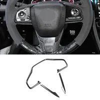 Pour Honda Civic 10th 2016-2018 accessoires extérieurs ABS fibre de carbone Texture voiture volant cadre décoration couverture