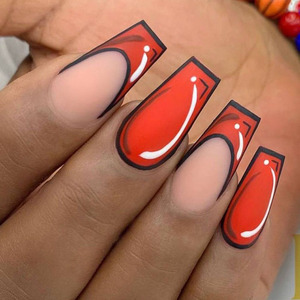 24 <span class=keywords><strong>Uñas</strong></span> Postizas de Arte Pop, Estilo Cómic, Cobertura Completa, Acrílico ABS, Coloridas, Mate, OEM, Stiletto, Reutilizables, Venta al por Mayor - Product Image 3