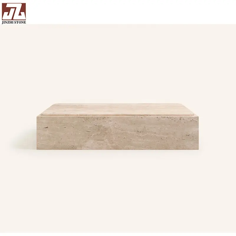 Venta directa de fábrica de Diseño Europeo, beige natural personalizado para el hogar, decoración de mesa de café, mesa de caja de mármol para mesa de caja de habitación