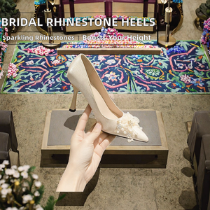 Zapatos de Novia Elegantes 2026 con Pedrería, Punta en Pico, Cierre Deslizante, Antideslizantes, Parte Superior de PU, Tendencia de Moda, Tacones Súper Altos y Finos - Product Image 2