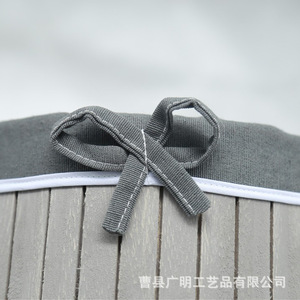 Round Wooden <b>Storage</b> <b>Boxes</b> Set 3Pc <b>Grey</b> Fabric Lined Desktop Organizer Standing Type - Product Image 3