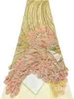 Tissu en dentelle à sequins brodés de fleurs jaunes de luxe, 5 yards, pour robe de mariée