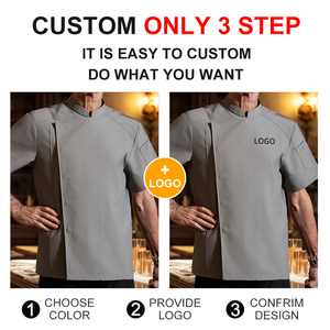 Restaurants haut de gamme 2025 été nouveau Chef uniforme boulangerie travail vêtements à manches courtes respirant <span class=keywords><strong>blanc</strong></span> Chef uniforme - Product Image 3